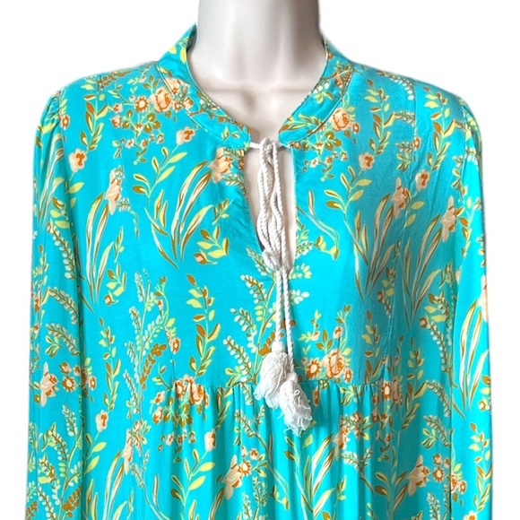 Shein Floral Teal Dress - Picture 2 of 8